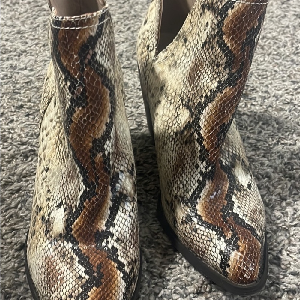 Snakeskin Ankle Boots - Brown and Black